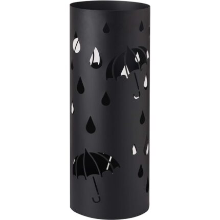 Suport umbrele metalic, QttvbTna, negru, 18.5x49 cm
