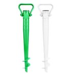 Set 2 suporturi umbrele plaja, Sunmostar, Plastic, 39 cm, Verde/Alb
