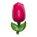 Magnet forma lalea roz alb, Lemn, 9 cm