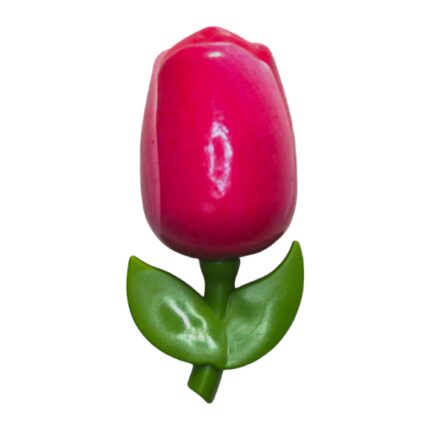 Magnet forma lalea roz alb, Lemn, 9 cm