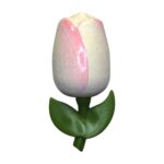 Magnet forma lalea alb roz, Lemn, 9 cm
