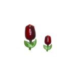 Set magneti forma lalea, rosii vanata, Lemn
