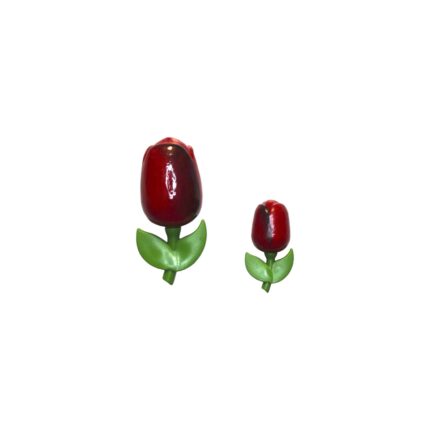 Set magneti forma lalea, rosii vanata, Lemn