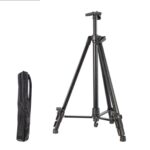 Sevalet metalic telescopic pliabil, NUODWELL, Cu geanta transport, Reglabil in inaltime pana la 155 cm, Design trepied si design antiderapant, Usor de instalat si de transportat, Negru