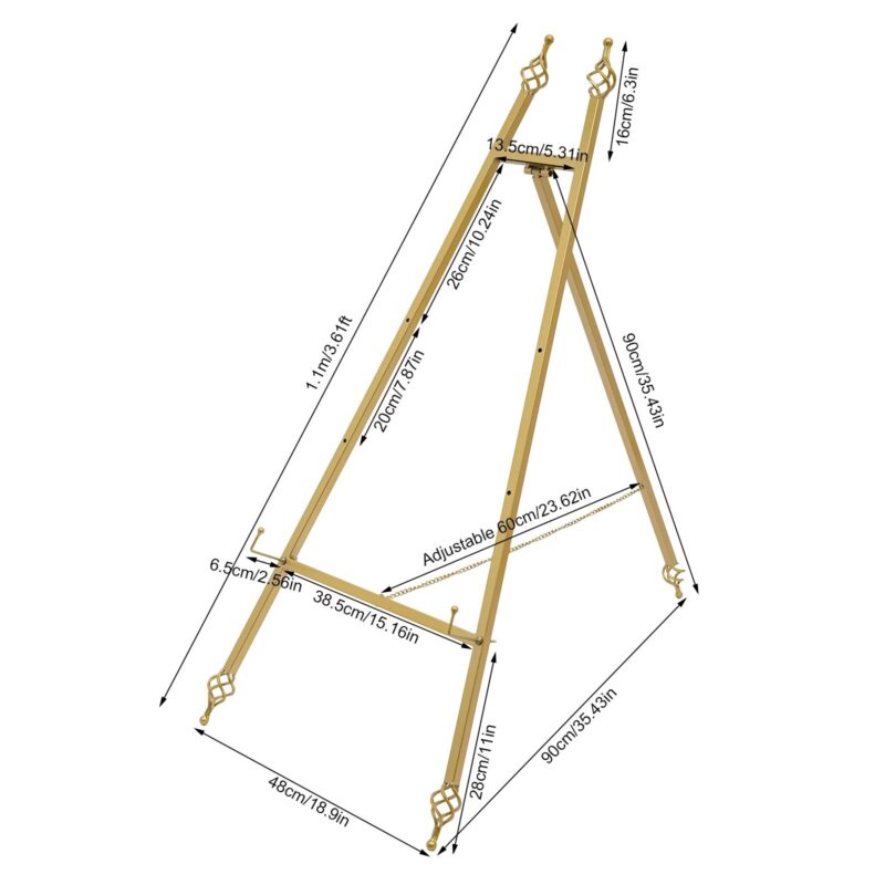Sevalet de nunta auriu, inaltime ajustabila, constructie din otel durabil, 90x48cm