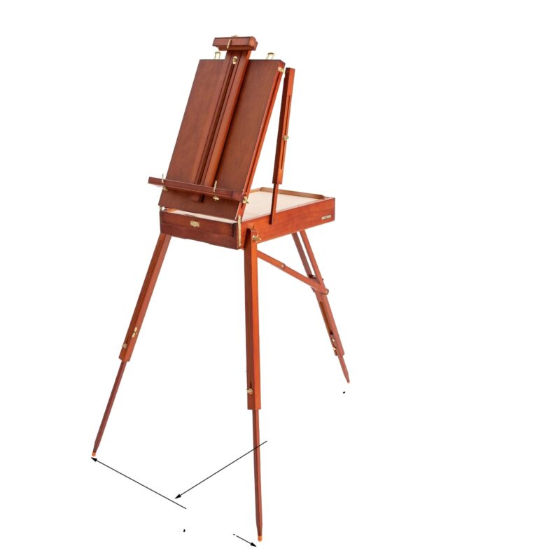 Sevalet portabil din lemn, stil francez, ajustabil 140-183cm, constructie robusta din pin, culoare ciocolata, dimensiuni desfacute 82x106cm