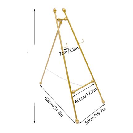 Sevalet metalic, design elegant aurie, carlige ajustabile, 50x62x118cm