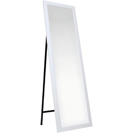 Oglinda de Podea Dreptunghiulara JOZY®, cu Picior Metalic si Rama Alba, 36x126 cm, Ideala pentru Dormitor sau Hol, Design Elegant si Modern, Montare Simpla, Constructie Durabila, Perfecta pentru Extinderea Vizuala a Spatiului si Imbunatatirea Decorului