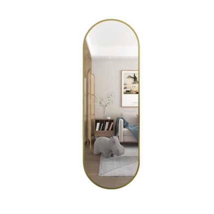 Oglinda de perete ovala, Marsah Home, 180x60 cm, rama metalica auriu