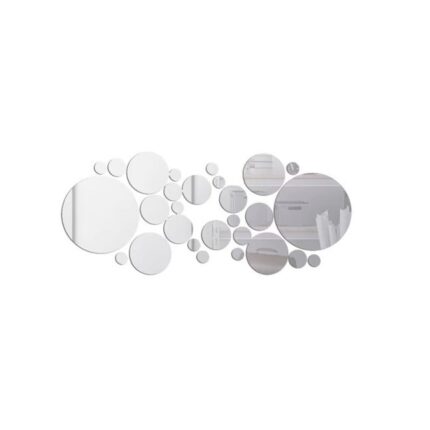 Set 30 Oglinzi decorative din Sticla Acrilica, pentru design interior, model rotund, Silver
