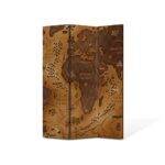 Paravan de Camera ArtDeco din 3 Panouri Abstract Decorativ Harta 105 x 150 cm