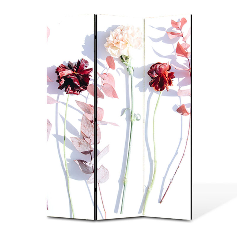 Paravan 3 piese Premium TrueColor, Art Star, Decor cu flori si ramuri, Panza pe cadru de lemn, Decoratiuni Moderne pentru Casa, 3 Panouri de 35x180, 105 x 180 cm