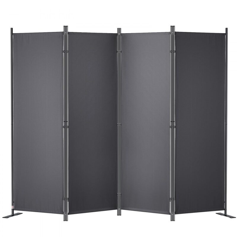 Separator de Camera Pliabil, Paravan cu 4 Panouri, din Poliester 180 Acoperire PA, Dimensiuni 224 x 30 x 171 cm, Negru/Gri Inchis