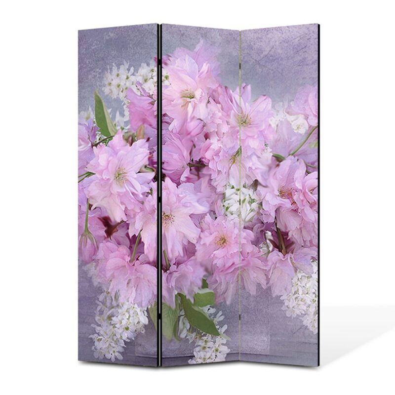 Paravan 3 piese Premium TrueColor, Art Star, Decor floral pictat, Panza pe cadru de lemn, Decoratiuni Moderne pentru Casa, 3 Panouri de 35x150, 105 x 150 cm