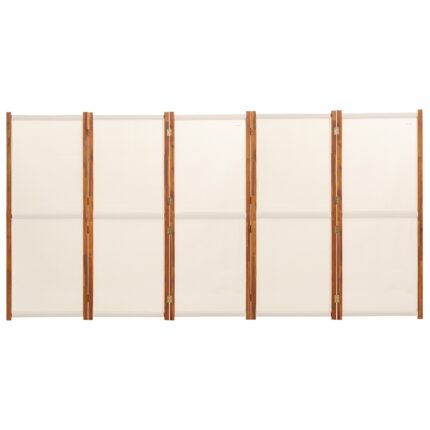 Paravan de camera cu 5 panouri vidaXL, alb crem, 350x180 cm