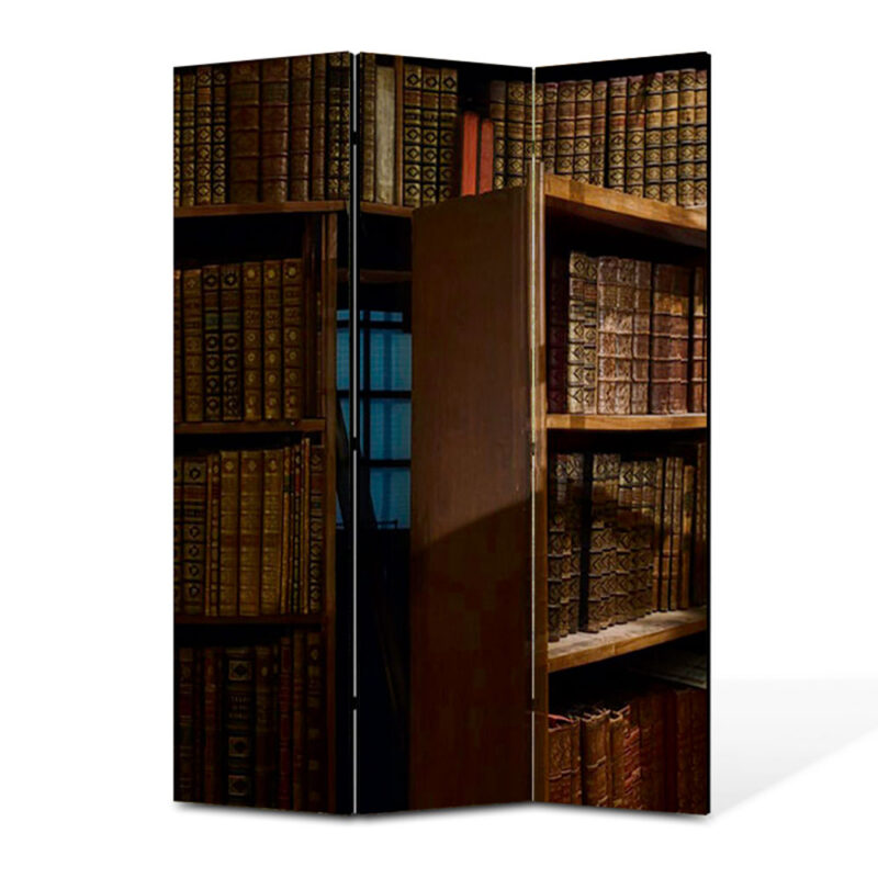 Paravan 3 piese Premium TrueColor, Art Star, Intrarea secreta din biblioteca, Urban, Panza pe cadru de lemn, Decoratiuni Moderne pentru Casa, 3 Panouri de 35x150, 105 x 150 cm