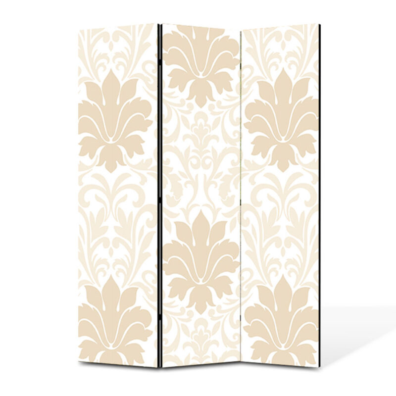 Paravan 3 piese Premium TrueColor, Art Star, Imprimeu regal auriu, Pattern, Panza pe cadru de lemn, Decoratiuni Moderne pentru Casa, 3 Panouri de 35x180, 105 x 180 cm