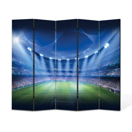 Paravan 5 piese Premium Heartwork TrueColor, Stadion de Fotbal UEFA Champions League, Panza pe cadru de lemn, Decoratiuni Moderne pentru Casa, 5 Panouri de 45x180, 225 x 180 cm