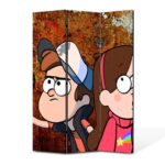 Paravan 3 piese Premium TrueColor, Art Star, Gravity Falls Mabel si Dipper in cautare, Animatii, Panza pe cadru de lemn, Decoratiuni Moderne pentru Casa, 3 Panouri de 35x150, 105 x 150 cm