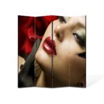 Paravan 4 piese Premium TrueColor, Art Star, Machiaj de seara, Sexy, Erotic Senzual, Panza pe cadru de lemn, Decoratiuni Moderne pentru Casa, 4 Panouri de 35x150, 140 x 150 cm