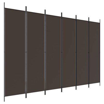 Paravan de camera cu 6 panouri vidaXL, textil, maro, 300x200 cm