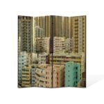 Paravan 4 piese Premium TrueColor, Art Star, Blocuri mici si blocuri mari, Urban, Panza pe cadru de lemn, Decoratiuni Moderne pentru Casa, 4 Panouri de 45x150, 180 x 150 cm