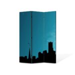 Paravan de Camera ArtDeco din 3 Panouri Abstract Decorativ Orasul 135 x 180 cm