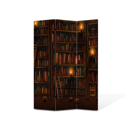 Paravan de Camera ArtDeco din 3 Panouri Abstract Decorativ Biblioteca 135 x 180 cm