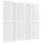 Paravan pliabil cu 5 panouri vidaXL, stil japonez, alb, 200x170 cm