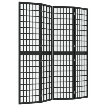 Paravan pliabil cu 4 panouri vidaXL, stil japonez, negru, 160x170 cm