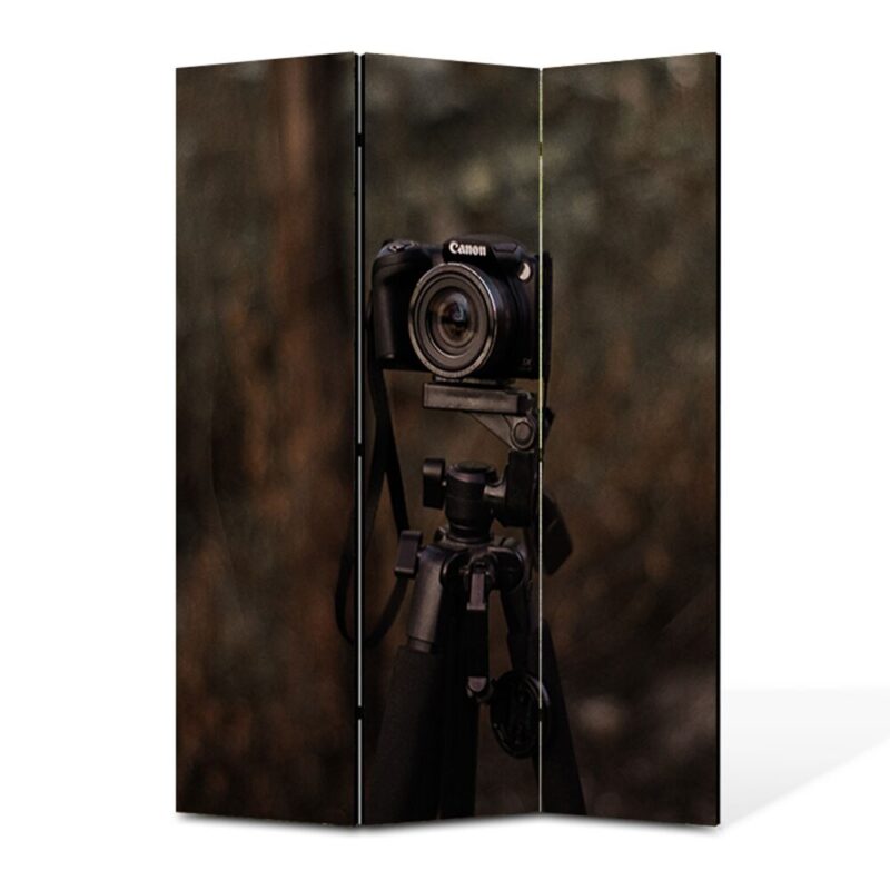 Paravan 3 piese Premium TrueColor, Art Star, Camera foto vintage in intuneric, Vintage, Panza pe cadru de lemn, Decoratiuni Moderne pentru Casa, 3 Panouri de 35x180, 105 x 180 cm