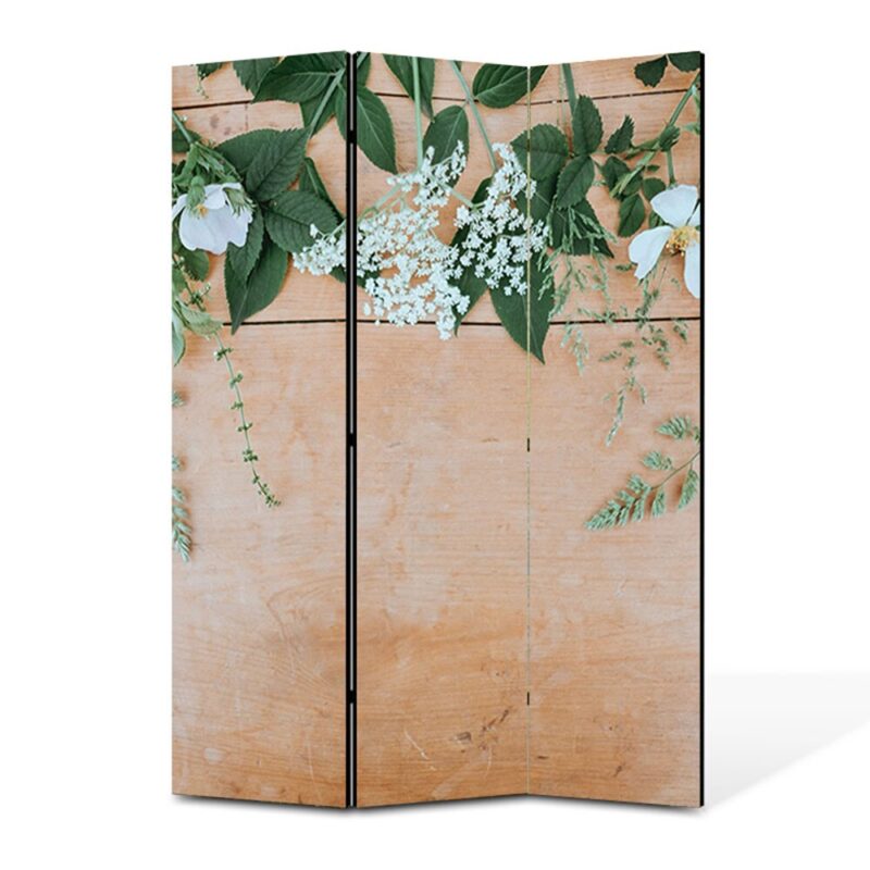 Paravan 3 piese Premium TrueColor, Art Star, Decor inflorat pe lemn, Panza pe cadru de lemn, Decoratiuni Moderne pentru Casa, 3 Panouri de 35x150, 105 x 150 cm