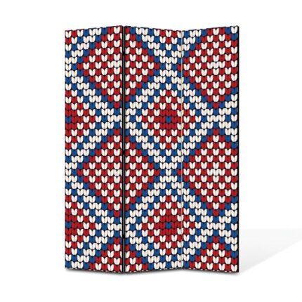 Paravan 3 piese Premium Heartwork TrueColor Broderie cu rosu in mijloc, Panza pe cadru de lemn, Decoratiuni Moderne pentru Casa, 3 x 35 x 180 cm, 105 x 180 cm
