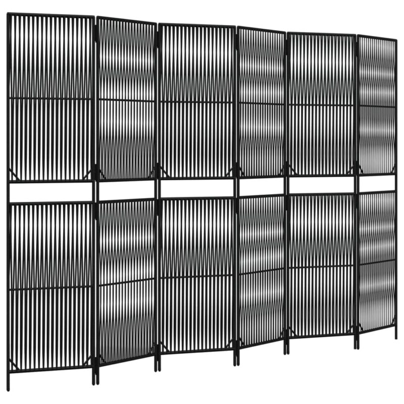 Separator de camera cu 6 panouri vidaXL, negru, poliratan, 13.38 kg