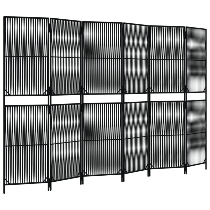 Separator de camera cu 6 panouri vidaXL, negru, poliratan, 12.4 kg