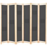Paravan despartitor Zakito Europe, 6 panouri, 9 buzunare, gri, 240x170x4 cm