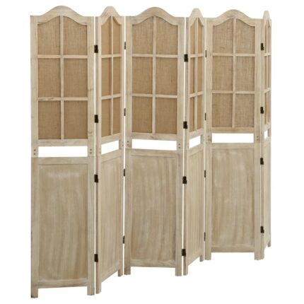 Paravan Vintage Zakito Europe, 6 panouri, lemn, maro, 214x165cm