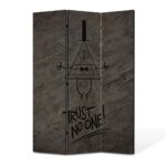 Paravan 3 piese Premium TrueColor, Art Star, Gravity Falls Bill Chipher sa nu ai incredere in nimeni, Animatii, Panza pe cadru de lemn, Decoratiuni Moderne pentru Casa, 3 Panouri de 45x150, 135 x 150 cm
