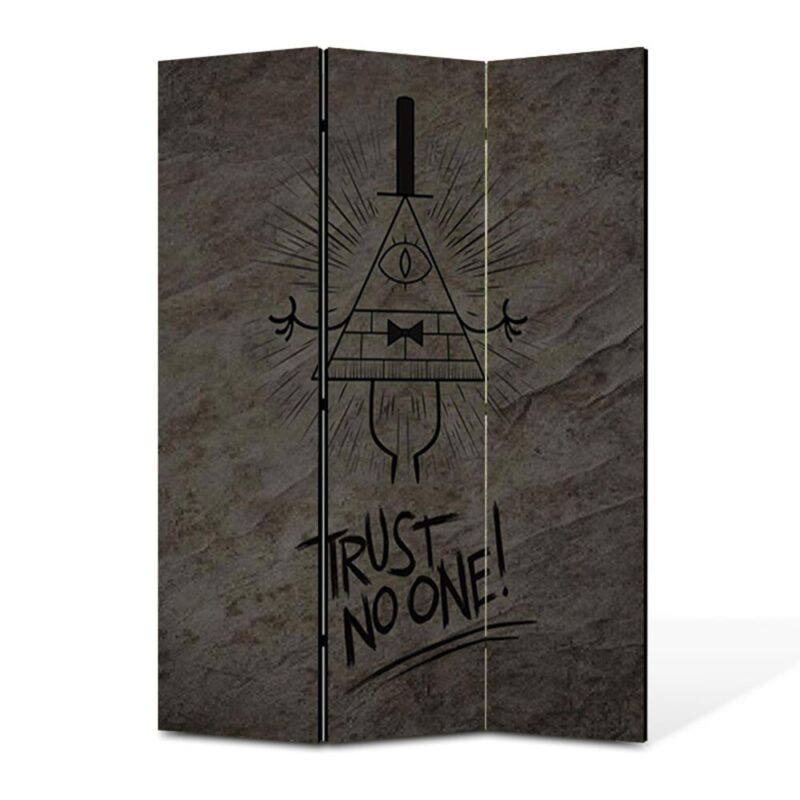 Paravan 3 piese Premium TrueColor, Art Star, Gravity Falls Bill Chipher sa nu ai incredere in nimeni, Animatii, Panza pe cadru de lemn, Decoratiuni Moderne pentru Casa, 3 Panouri de 45x150, 135 x 150 cm