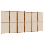 Paravan de camera cu 6 panouri vidaXL, taupe, 420x180 cm, 21.4 kg