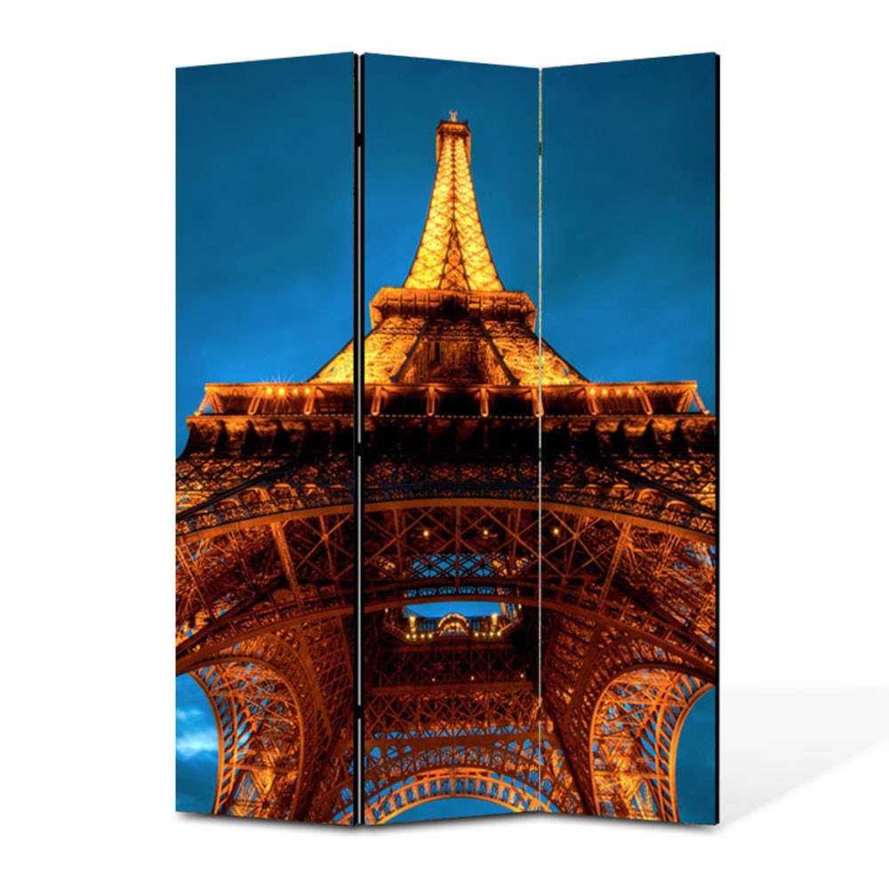 res_9ef8a40fa693a57f840bef141e303ab2 Paravan de Camera Premium Modern BTex ArtDecoMag din 3 Panouri Urban Orase Parisul noaptea si Turnul Eiffel 105 x 150 cm