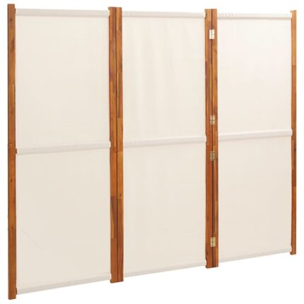 Paravan pliabil Zakito Europe, lemn de acacia, textilene, 210x180cm, crem