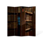 Paravan 4 piese Premium TrueColor, Art Star, Intrarea secreta din biblioteca, Urban, Panza pe cadru de lemn, Decoratiuni Moderne pentru Casa, 4 Panouri de 35x150, 140 x 150 cm