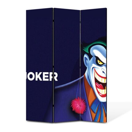 Paravan 3 piese Premium TrueColor, Art Star, Joker cu nas mare, Animatii, Panza pe cadru de lemn, Decoratiuni Moderne pentru Casa, 3 Panouri de 35x180, 105 x 180 cm