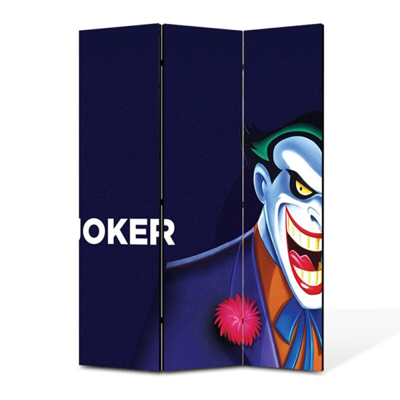Paravan 3 piese Premium TrueColor, Art Star, Joker cu nas mare, Animatii, Panza pe cadru de lemn, Decoratiuni Moderne pentru Casa, 3 Panouri de 35x180, 105 x 180 cm