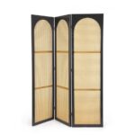 Paravan lemn negru ratan natur Josine 150x2x180 cm