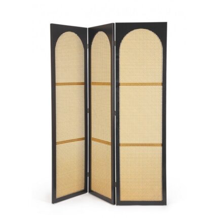 Paravan lemn negru ratan natur Josine 150x2x180 cm