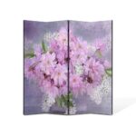 Paravan 4 piese Premium TrueColor, Art Star, Decor floral pictat, Panza pe cadru de lemn, Decoratiuni Moderne pentru Casa, 4 Panouri de 35x150, 140 x 150 cm