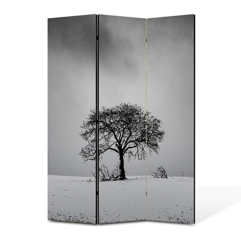 Paravan 3 piese Premium TrueColor, Art Star, Iarna geroasa, Panza pe cadru de lemn, Decoratiuni Moderne pentru Casa, 3 Panouri de 45 x 150, 135 x 150 cm