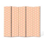 Paravan de Camera ArtDeco din 5 Panouri Frunzulite stilizate gri si portocaliu 175 x 150 cm